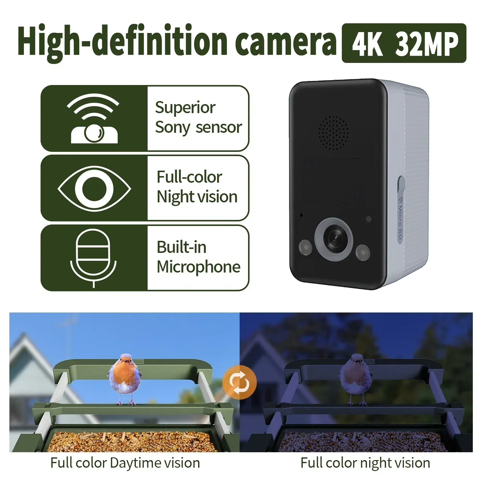 AI Identify Smart Bird Feeder Live View Wild Bird Watching Cam Bird Buddy House With Camera