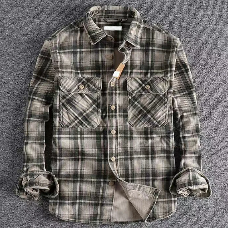 Herren Kariertes Langarmhemd H – Corduroy Button Up Shirt Men Bewertung und Preis