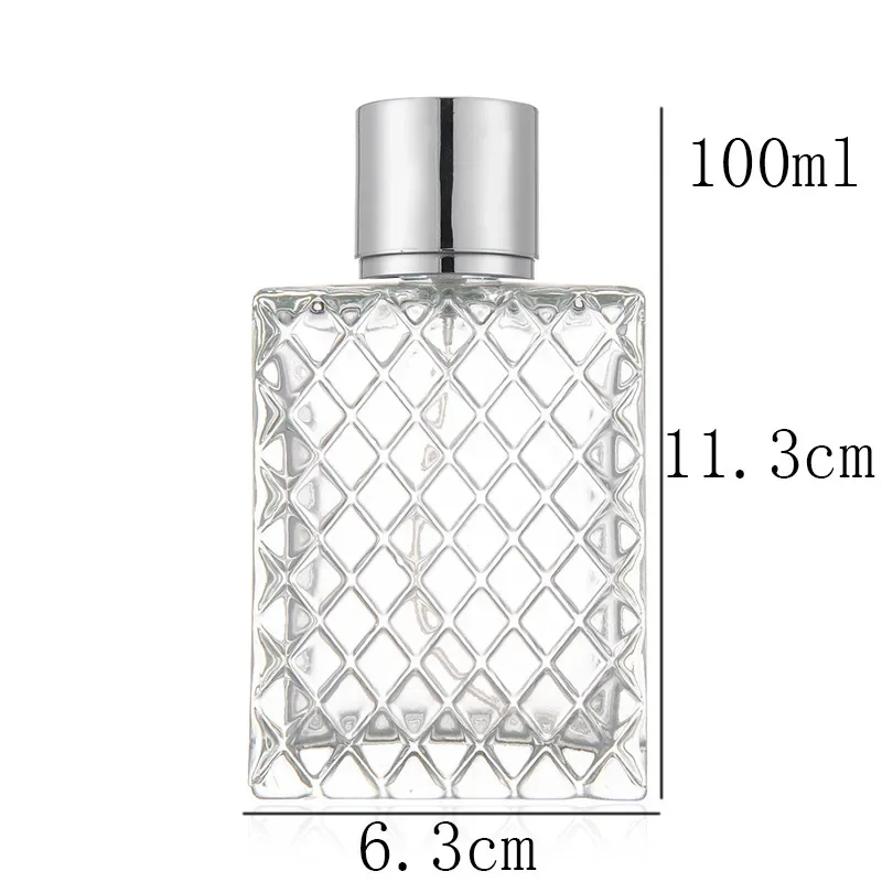 1pc 100ml Transparent Thick Glass Perfume Bottle Square Portable Empty Spray Fragrance Atomizer Refillable Bottles