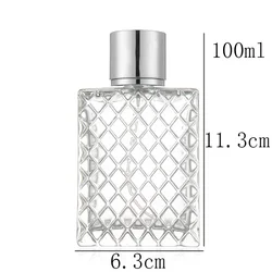1pc 100ml Transparent Thick Glass Perfume Bottle Square Portable Empty Spray Fragrance Atomizer Refillable Bottles