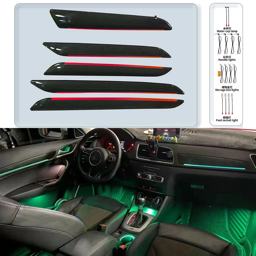 

For 2013-2018 Audi Q3 21 Colors Ambient Light Set Button Control Decorative Dashboard Door LED Atmosphere Lamp illuminated Strip
