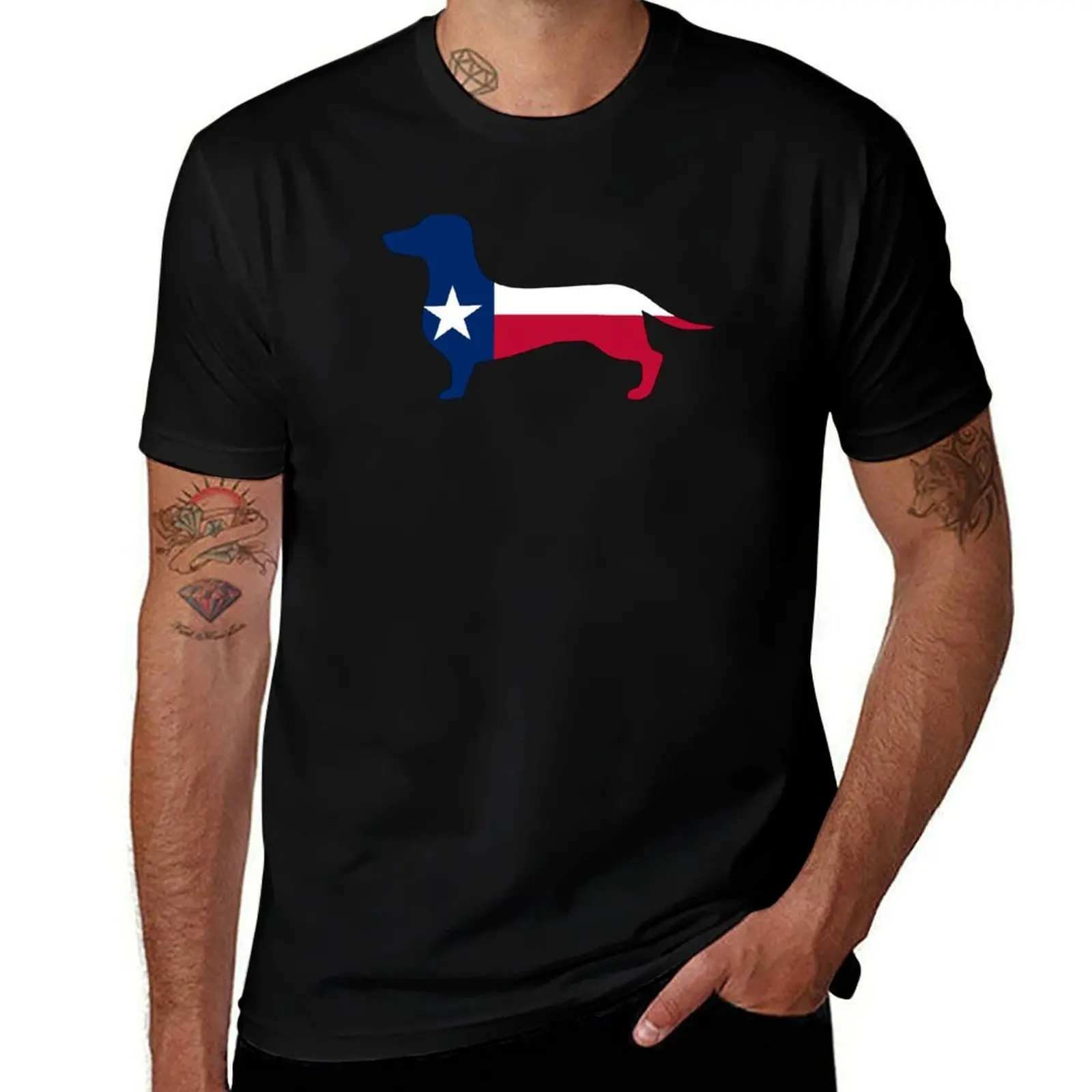 

Texas Dachshund Flag T-Shirt Anti-Pilling Casual T-Shirt