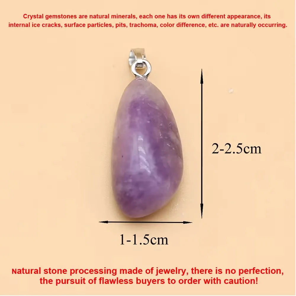 2/5/7pcs Natural Stone Crystals Pendant Amethyst Quartz Smooth Polished Gemstone Charms for Jewelry Making DIY Necklace Earrings