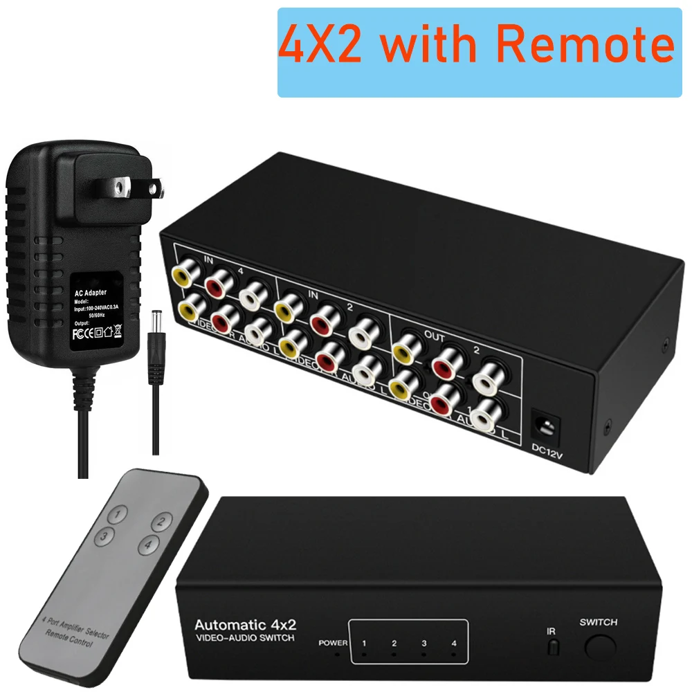 AV przełącznik wybierałkowy Box 2/4/8-portowy kompozytowy przełącznik przełącznik splitter RCA dla Wii PS2 Xbox DVD STB HDTV