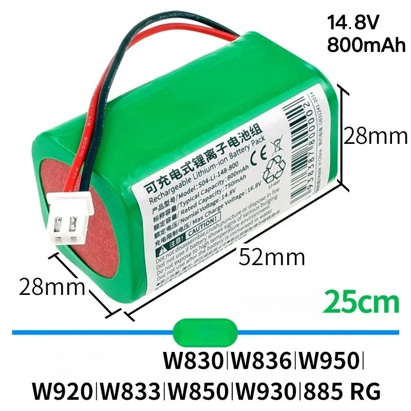 New Battery For Ecovacs Cleaning Robot WA30 WA50 W1 PRO W830 833 836 850 860 W710 W730 WRN60 S07-LI-222-3000 Battery Packs - Image 3