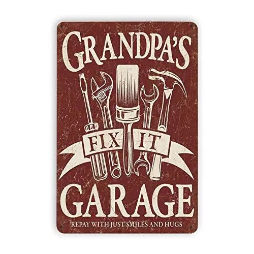 Fesy Garage Metal Signs,Garage for Man Cave,Grandpa's Garage,Wall Decor for Home Garage,8x12in(196CK-51) sign