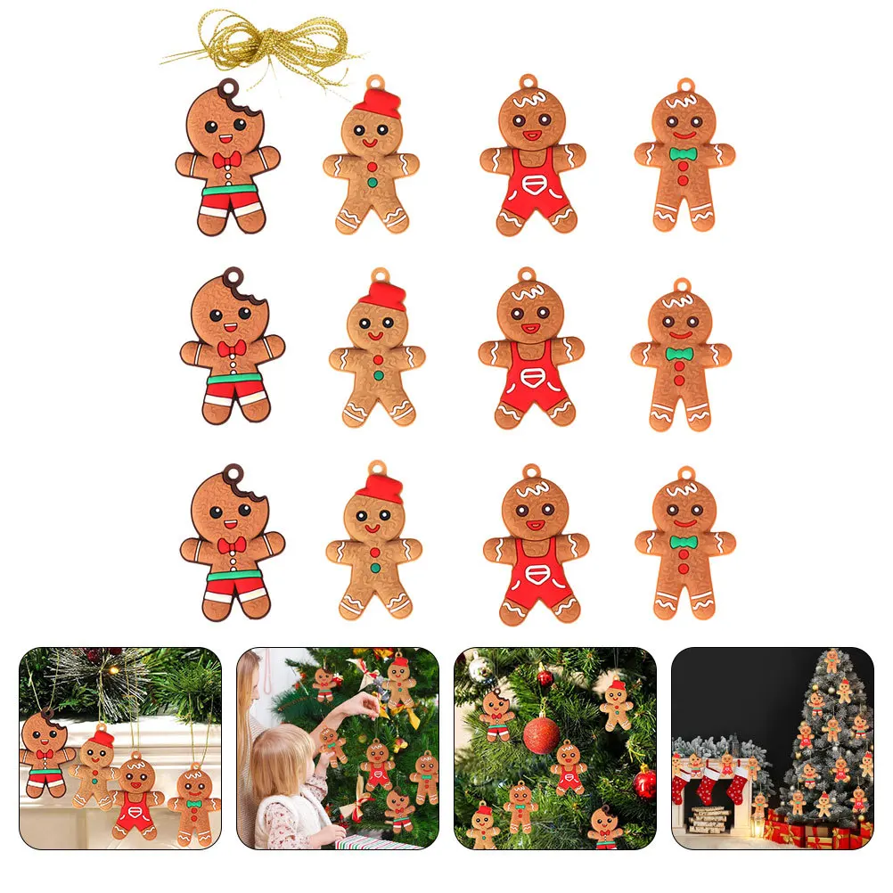 

JOINPAYA 12Pcs Gingerbread Christmas Ornaments for Tree Xmas Santa Hanging Decor Holiday Party