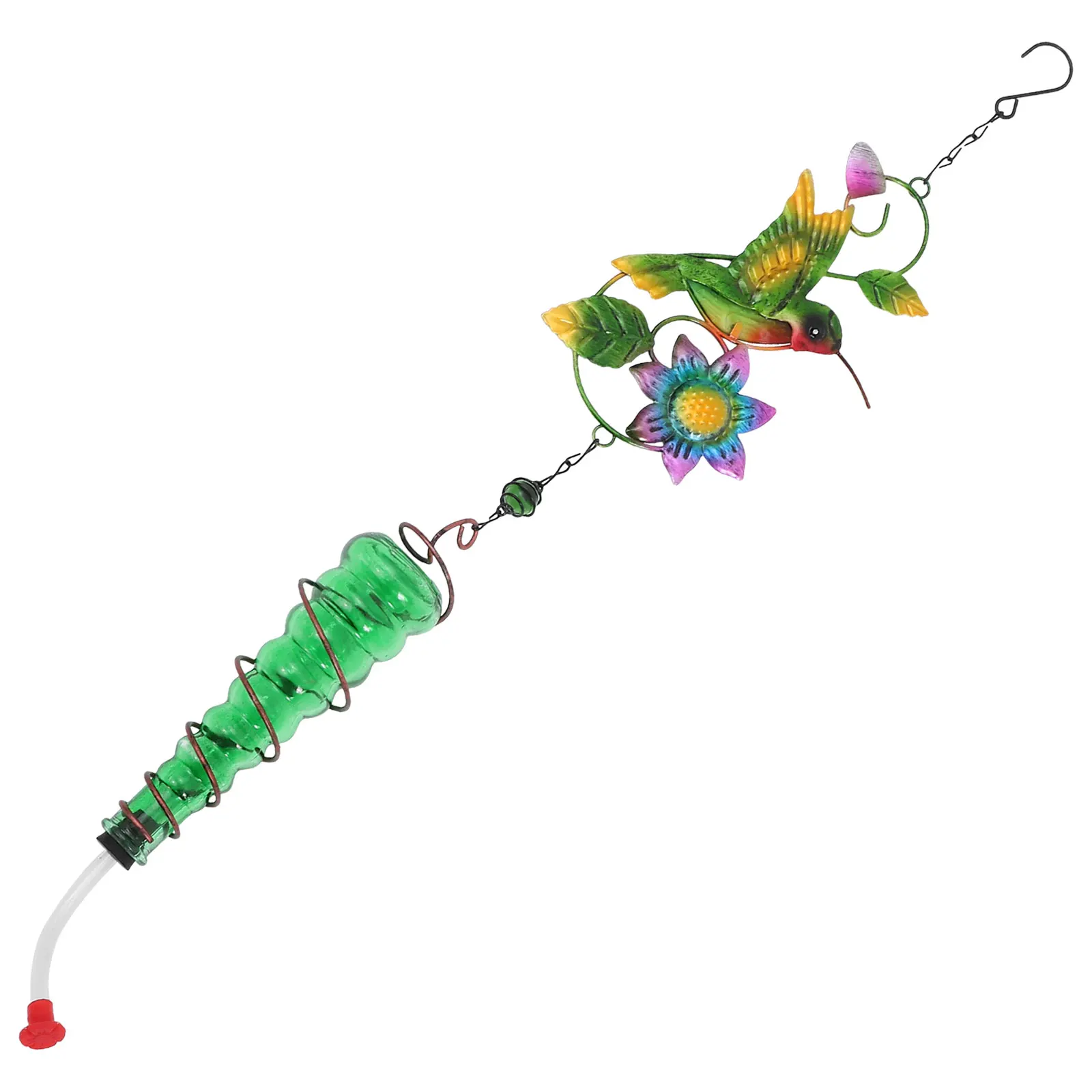 

Glass Bird Feeder Water Feeders Supplies Hanging Vintage Hummingbird Iron Decor Pigeon Feeder Safe Stable Easy Clean Functional