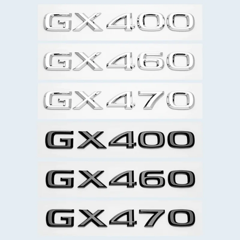 3D Chrome Glanzend Zwart ABS Letters Nummer GX400 GX460 GX470 Emblem Voor Lexus Kofferbak Logo Badge Sticker