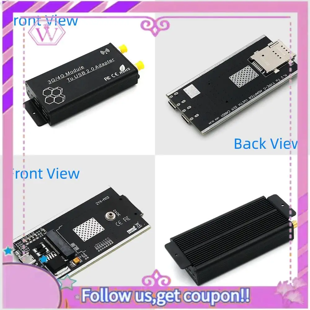 Adaptador NGFF (M.2) a USB 2.0 (TIPO C) con ranura para tarjeta SIM y interfaz de alimentación auxiliar para módulo WWAN/LTE