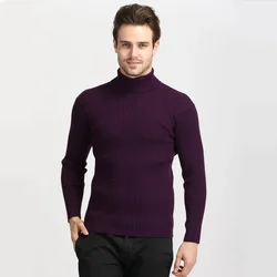 Suéteres gruesos de cuello alto para hombre, Jersey informal ajustado y cálido de calidad, Color sólido, invierno, 2022