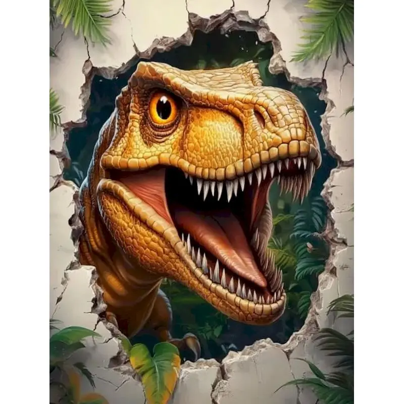GATYZTORY-pintura de diamante 5D, tiranosaurio Rex cuadrado completo, bordado de diamantes, mosaico, Kits de animales, arte, decoración del hogar