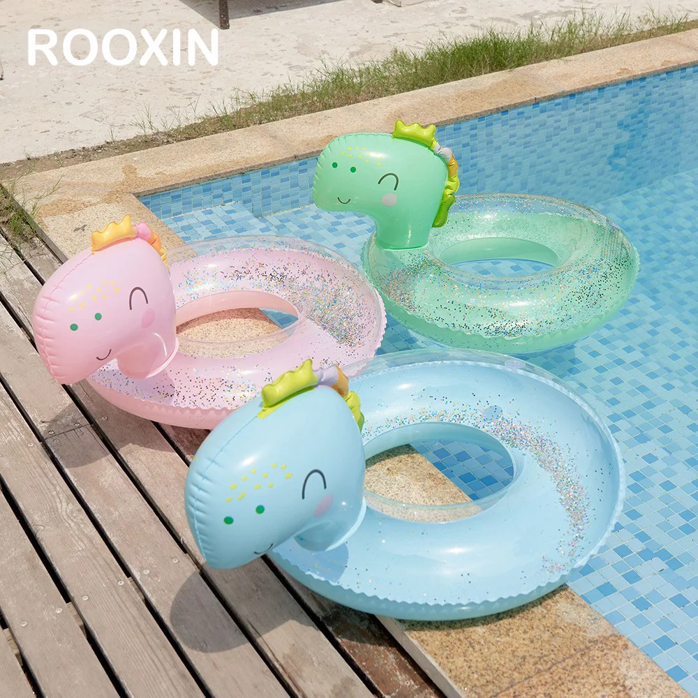 Rooxin Dinosaur Baby Float Pool Swimming Ring Inflatable Swimming Circle Water Play Tube Pool Inflatable Toys Kids Pool Buoys