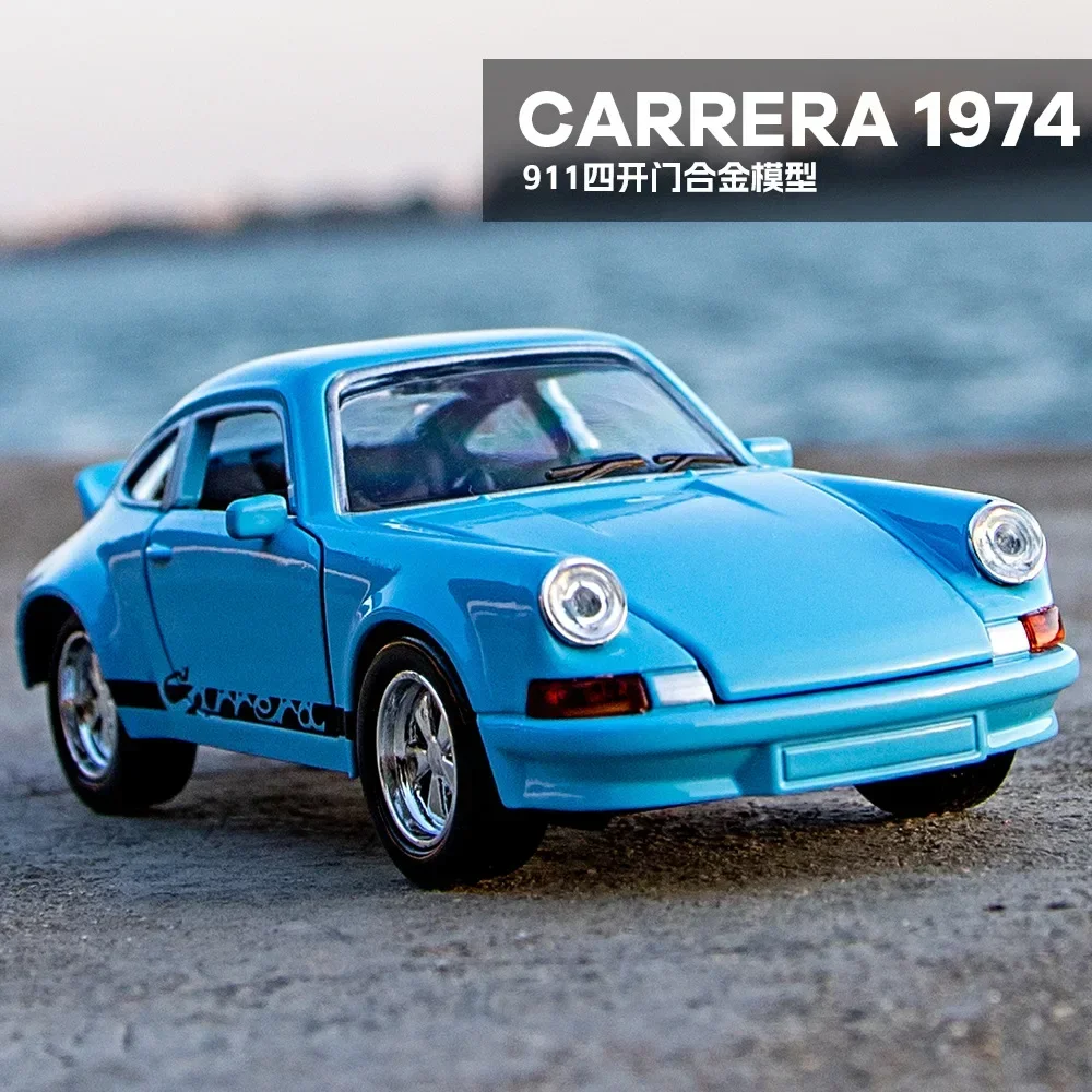 1:36 Scale 1974 Porsche Carrera 911 1974 Simulated Alloy Car Model Pull Back Sound And Light Toy Model Decoration Boy Gift