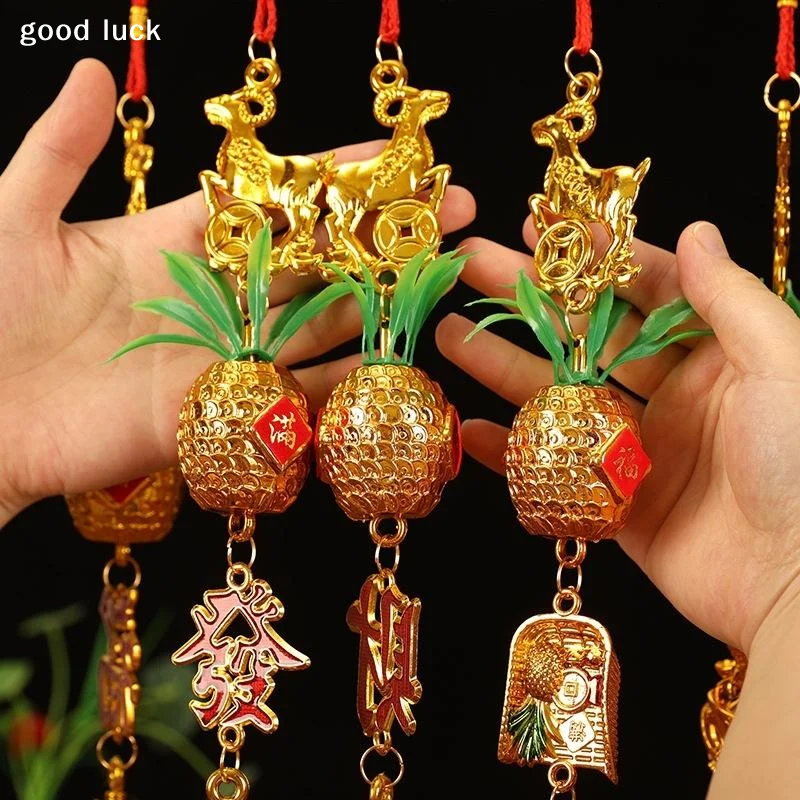 AnswerChinese New Year 2027 Goat Hanging Ornaments Gold Lucky Design Red Tassels For Spring Festival Home Wall Decor