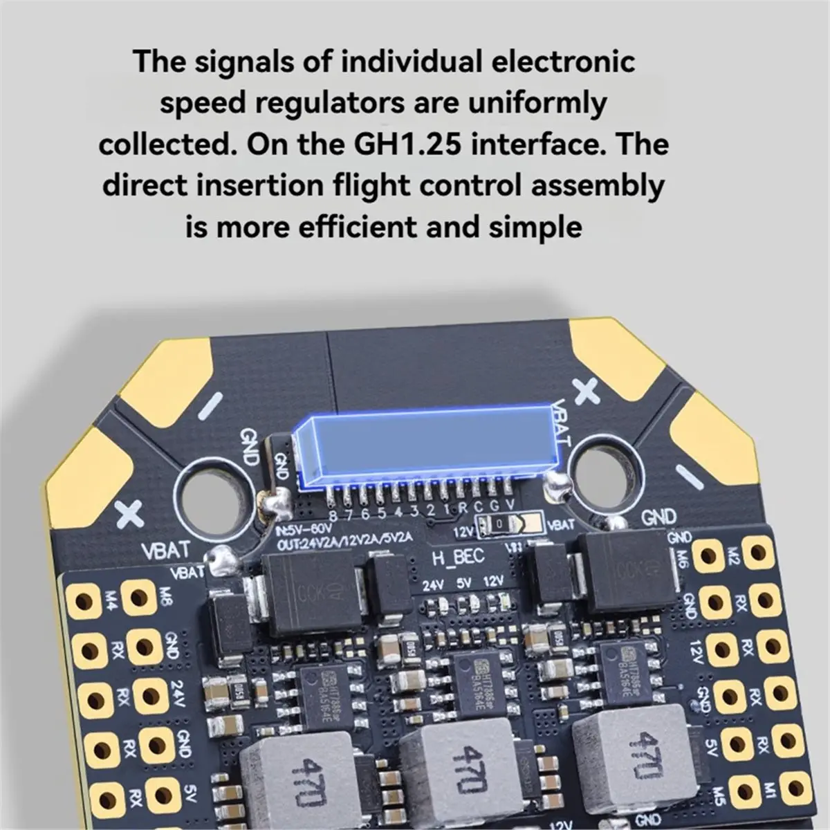 100A PDB Board 8-Channel 12S V3 Power Distribution Board GH1.25 Connector on-Board 3-BEC for Flight Controller