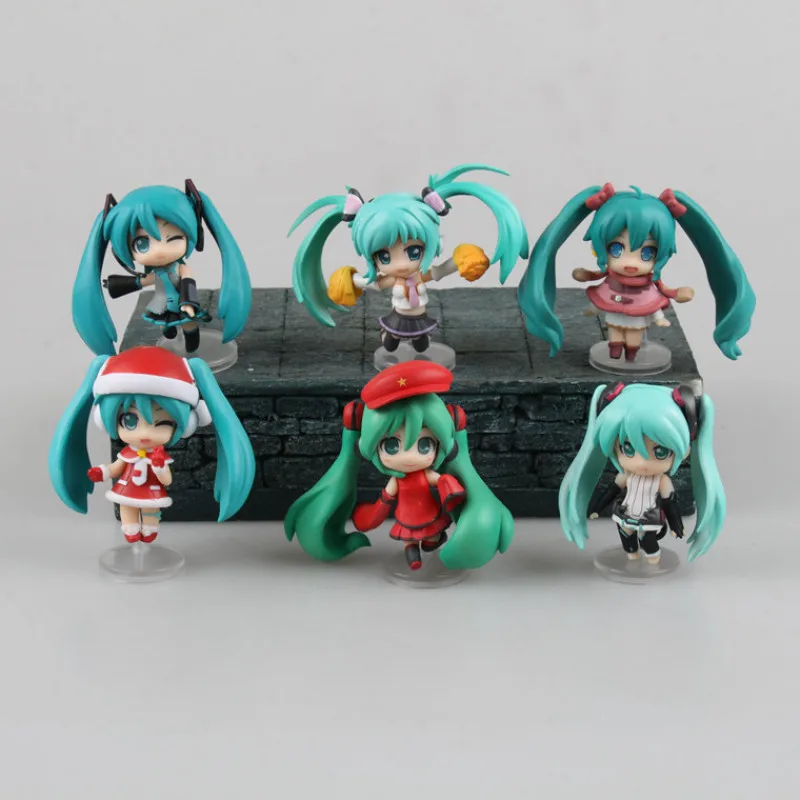 1 قطعة نمط عشوائي Kawaii Miku الشكل بولي كلوريد الفينيل Q نسخة أنيمي عمل هاتسون ميكو نموذج الديكور دمية لعب الأطفال هدايا عيد الميلاد