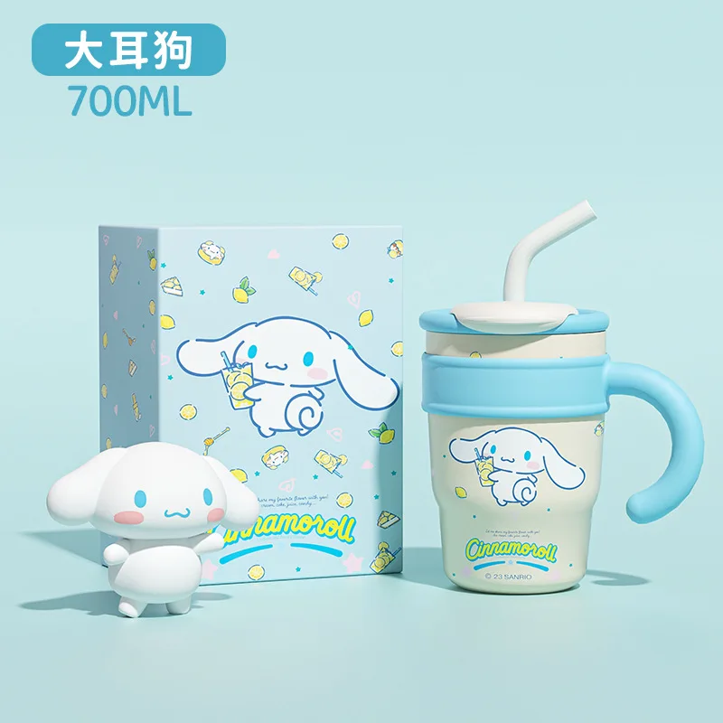 Hallo Kitty Wasser flasche 1200ml Sanrio niedlich isoliert große Kapazität Stroh Thermoskanne meine Melodie Cartoon Kinder Edelstahl Tasse