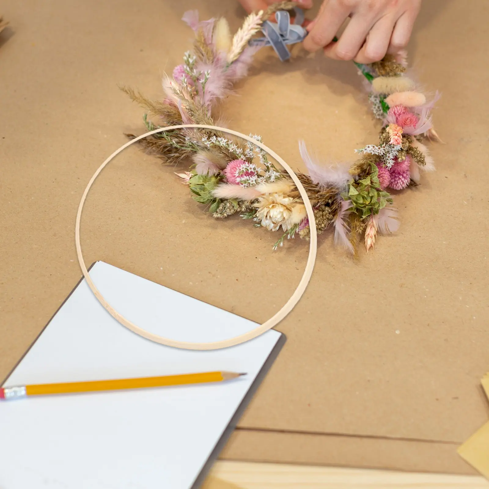 Bamboo Round Fan Frame Kit DIY Floral Hoop Bamboo Craft Rings Dream Catcher Circle Wooden Macrame Ring Garland Wreath Home Party
