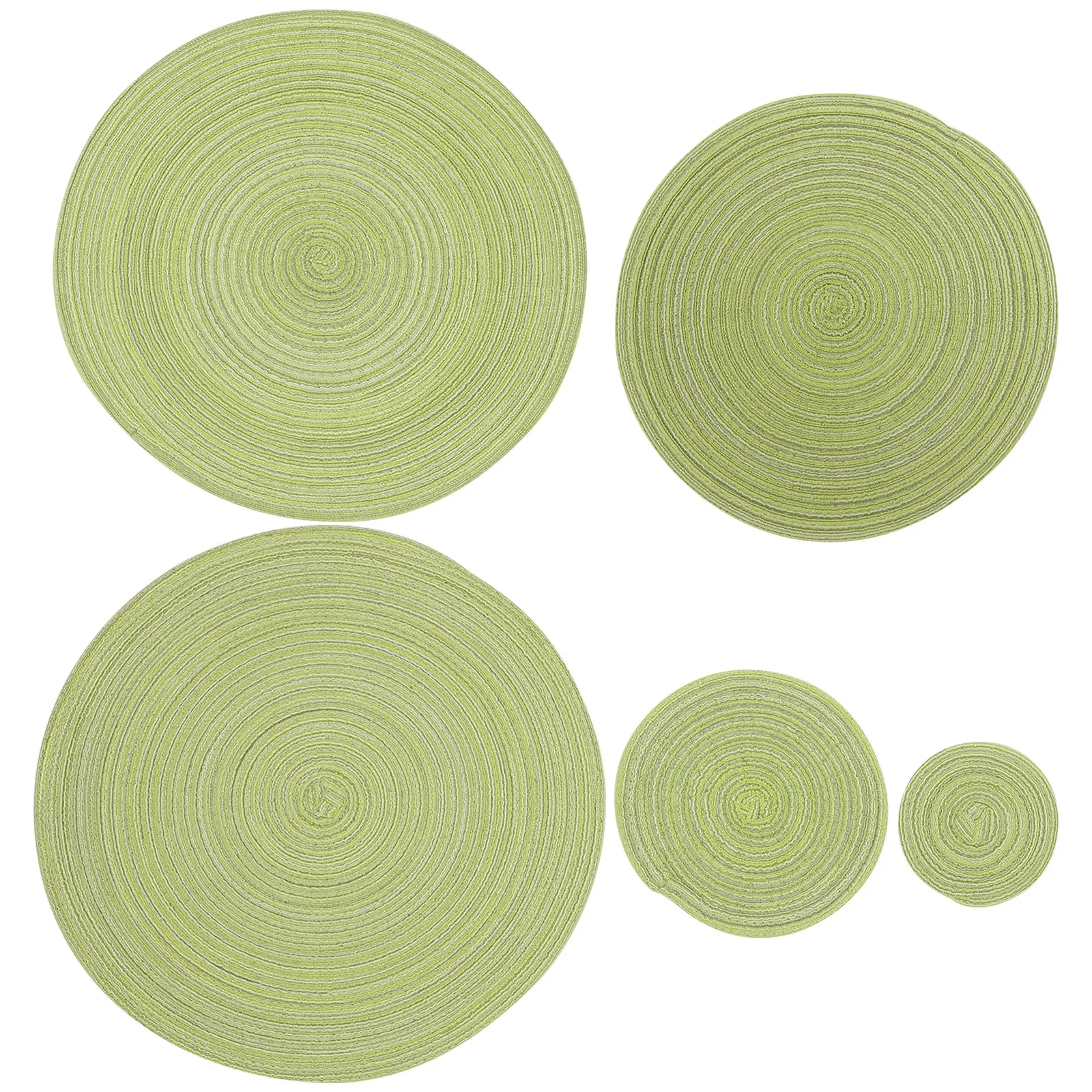 5Pcs Dining Table Mat Cotton Woven Placemat Nordic Style Round Non-Slip Heat-Resistant Coaster Cup Mat for Home Restaurant