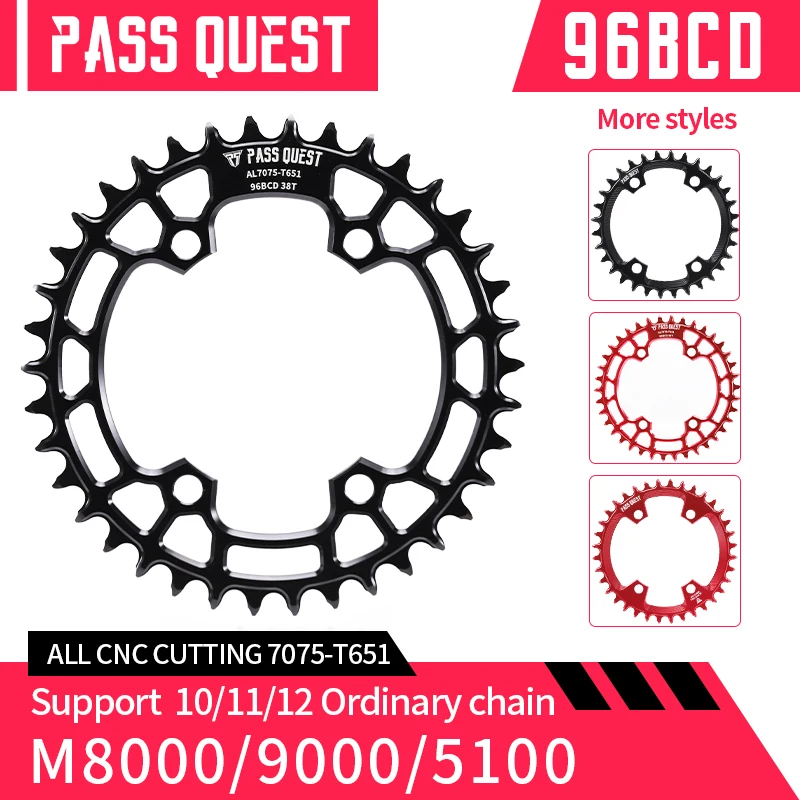 PASS QUEST-Off-Standard 96BCD for MTB Bike, Narrow Wide Chainwheel, 28-38T Chainwheel, M7000, M8000, M9000N