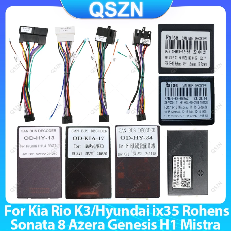 Car Radio Cable CANBus Adapter Wiring Harness Power Connector for Kia Rio K3/Hyundai ix35 Rohens Sonata Azera Genesis H1 Mistra