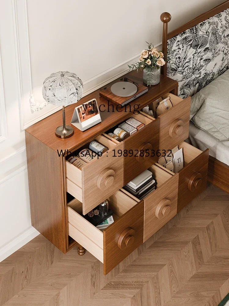 Retro Color Matching Exquisite Chest of Drawers Modern Simple and Light Luxury Storage Cabinet Minimalist Bedroom Locker