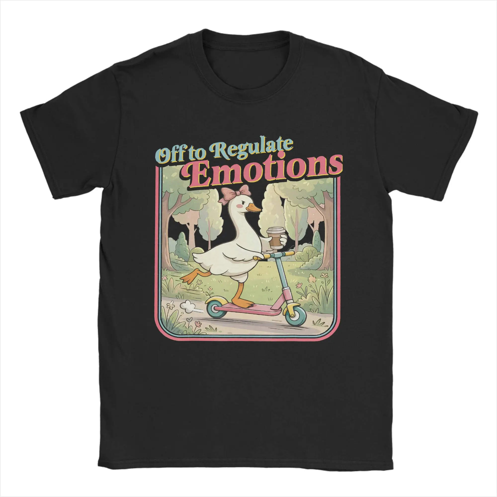 Casual T-Shirt Summer Off to Regulate Emotions Mental Health Funny Goose T-Shirts for Man Aesthetic Custom Short Sleeve Top Tees