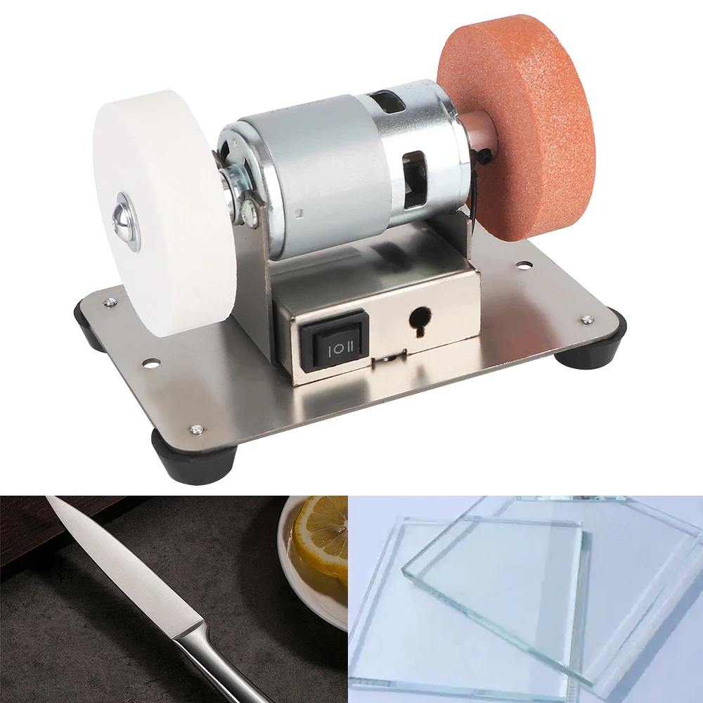 Micro Coarse and Fine Polishing Mini Electric Grinding Wheel Grindig Stone Double Grinder MachineArtifact Table Grinder Motor