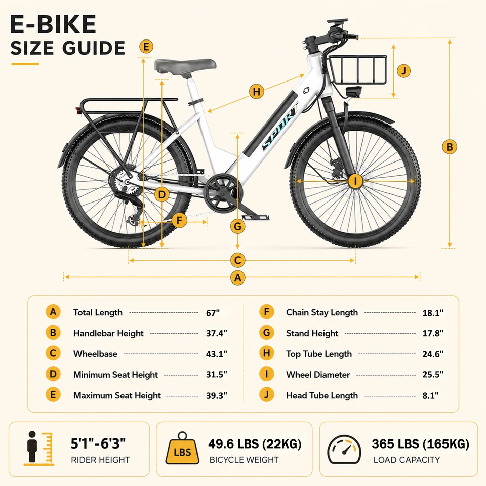 ASKGO Electric Bike for Adults, 1500W Peak Motor, 26" Tire Mountain Ebike with Basket, 48V 10AH Battery, 25MPH Max Speed, 50 Miles Range, Dual Disc Brakes, 7 Speed Gearshift, UL2849 Certified image 7