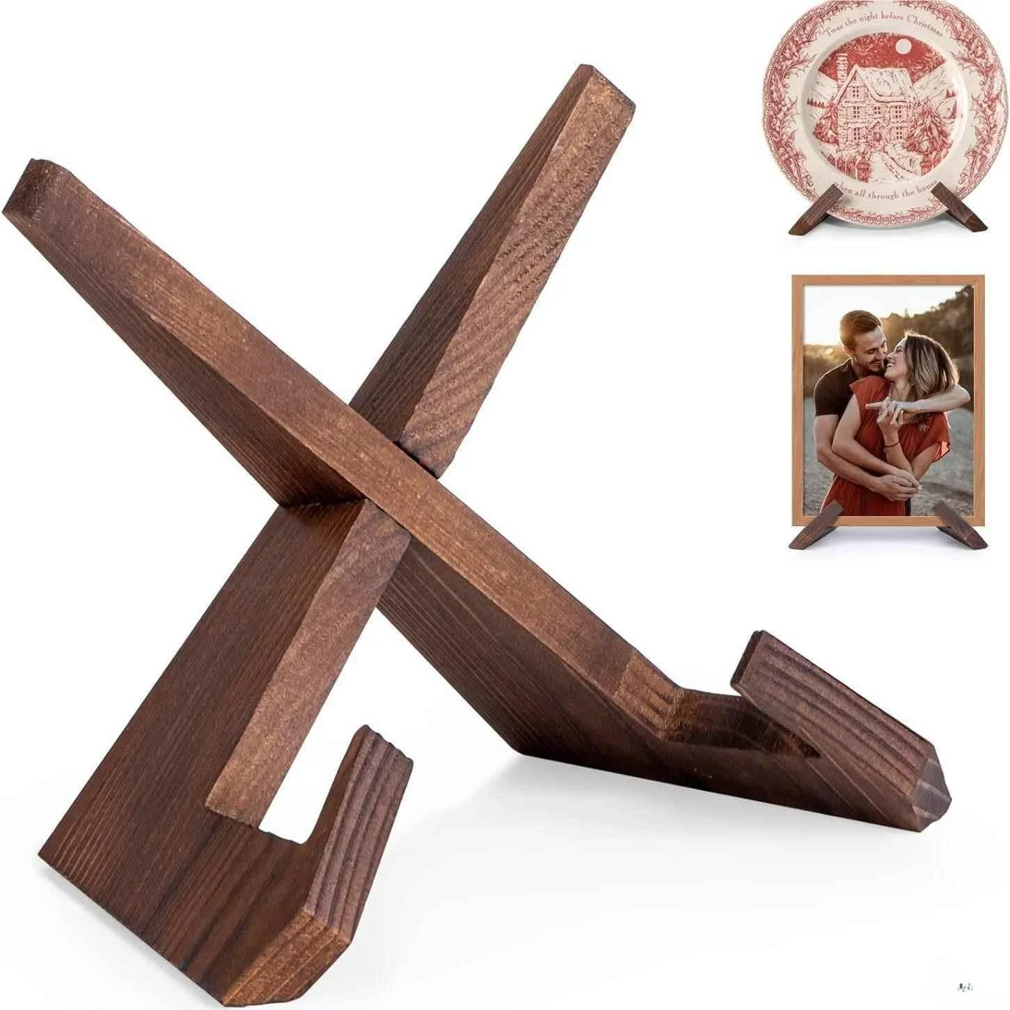 

Real Wood Display Plate Stand Decorative Serving Tray Bracket Recipe Dish Holder Tea Cake Rack Japanese Style Home Decor