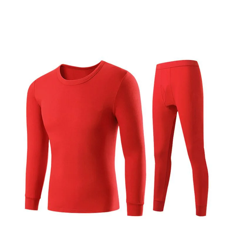 Thermal Underwear Set Men Women 100% Cotton Can Not Ball Does Not Fade Color Is The Year of The Dragon Wedding Red Long Johns