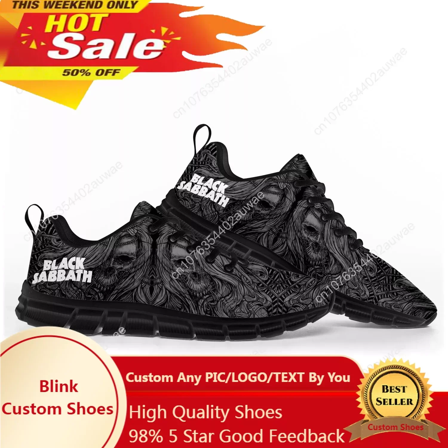 Black Heavy Metal Band Sabbath Sports Shoes Mens Womens Teenager Kids Children Sneakers Casual Custom High Quality Couple Shoes