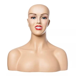 H12 Female Mannequin Head with Shoulder for Hat Display Manikin Head with Shoulder for Wig Jewelry Makeup Display