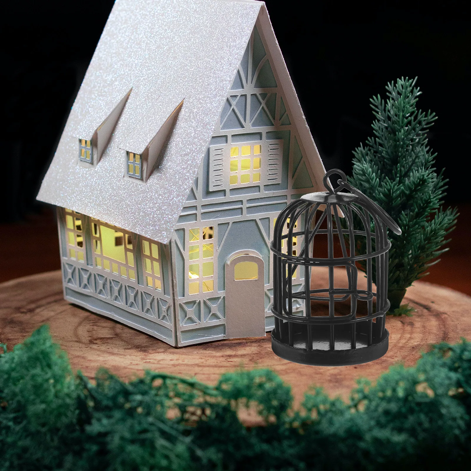 

Rusty Birdcage Mini nament Iron House Micro L scape Decoration Vintage Garden Patio Succulent Pot Dollhouse Hollow Design