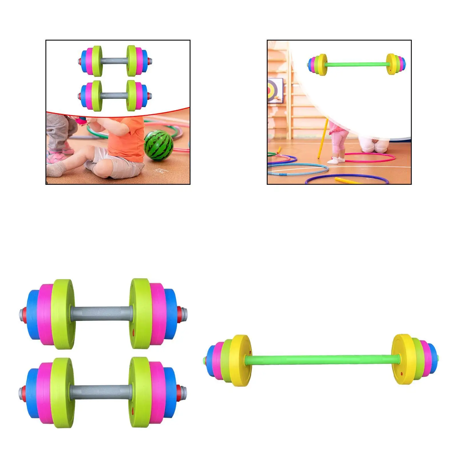 2 Pieces Kids Dumbbells Set for Ages 3+ Fitness Equipment Multipurpose Powerlifting Pretend Toddlers Gym Weights for Home Use