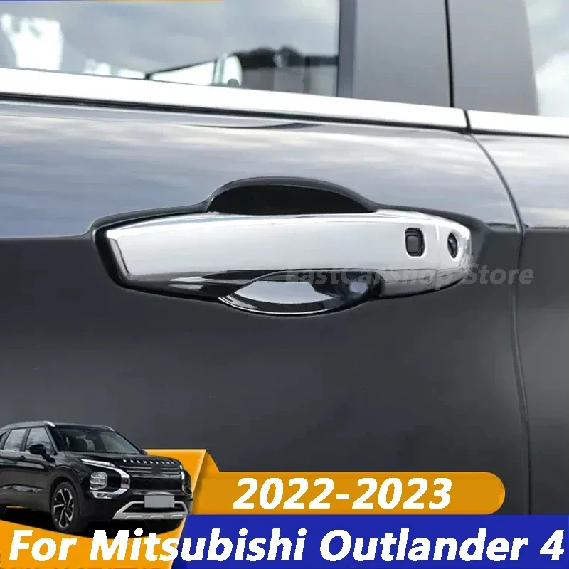 

For Mitsubishi Outlander 4 2022 2023 Car ABS Chrome Handle Protective Cover Door Handle Outer Bowls Trim Car Accessories