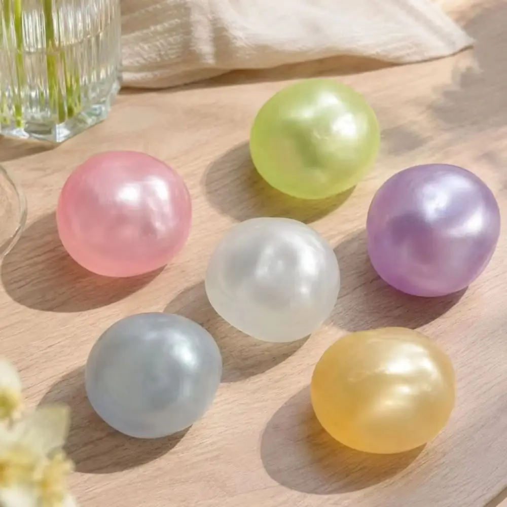 Blue Coconut Oil Squishy Ball Soft Slow Rising Ball Quick-rebound Squeeze Toy Transparent Clear Jelly Pearl Squeeze Ball