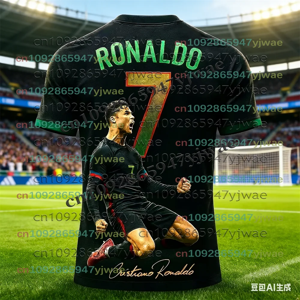 26 New Football Jersey 3D Printed NO.7 Ronaldo Boys Girls Training Women's Sports Breathable Short Sleeve Men's/Kids T-shirt Top view 3