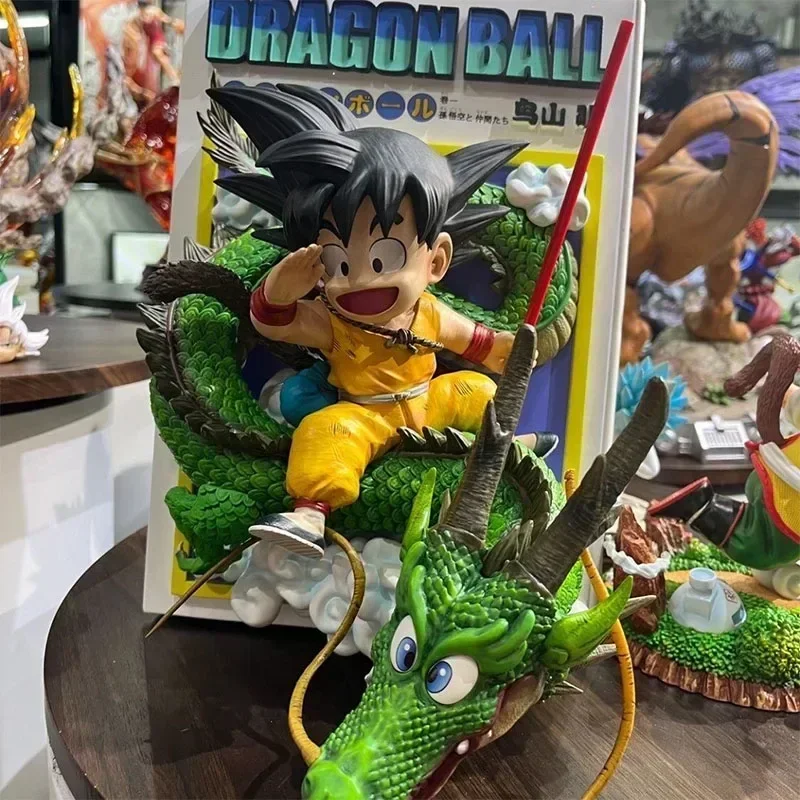 

New 28cm Dragon Ball Gk Comics Title Page Platform Dragon Riding Goku Figure Model Doll Statuette Desktop Collection Toy Gift