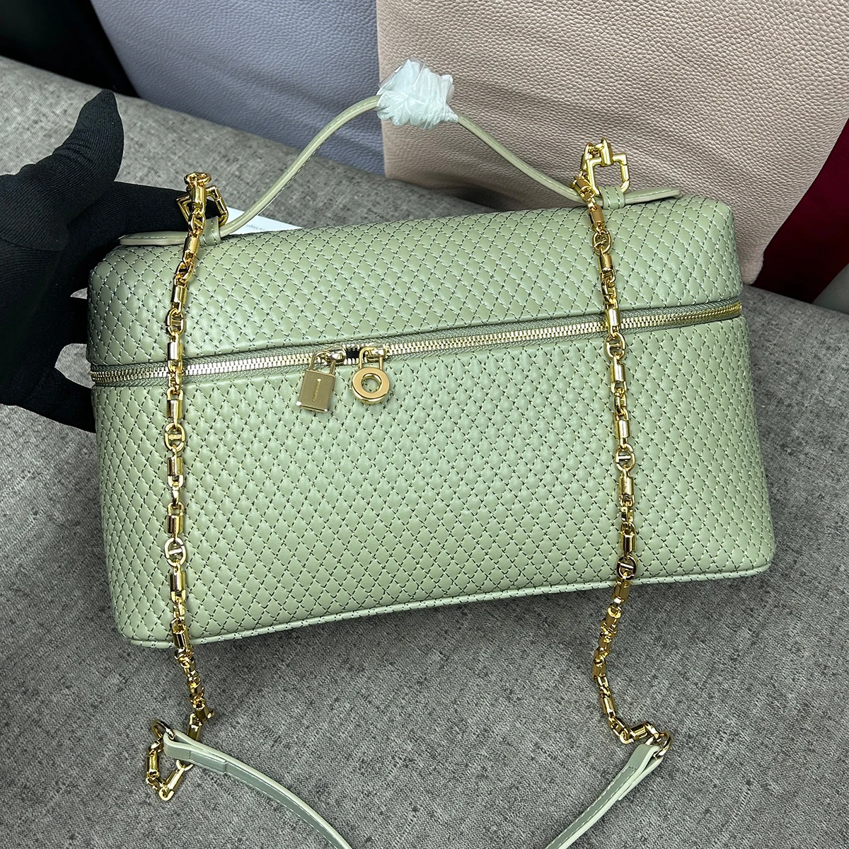 ميندي حقائب نسائية حقائب يد حقائب كروسبودي حقيبة يد جلد طبيعي حقيبة مربعة مصمم حقيبة فخمة LP19 27 حقيبة كتف التطريز #4