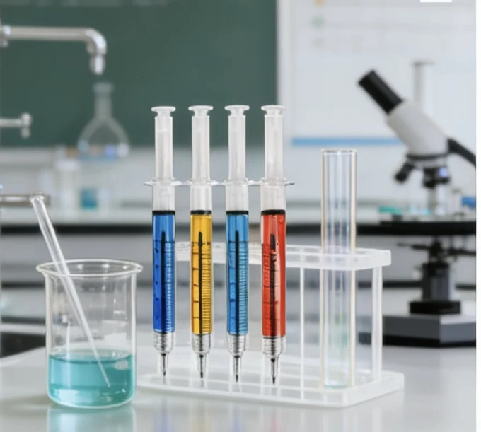 

24 шт., шариковая ручка, шприц, струящаяся шариковая ручка с жидкими синими чернилами, милые канцелярские принадлежности, офисные принадлежности