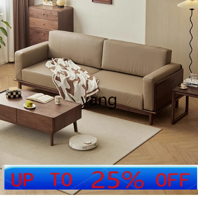 

LMM solid wood sofa leather living room first layer cowhide sofa new Chinese small apartment fabric sofa