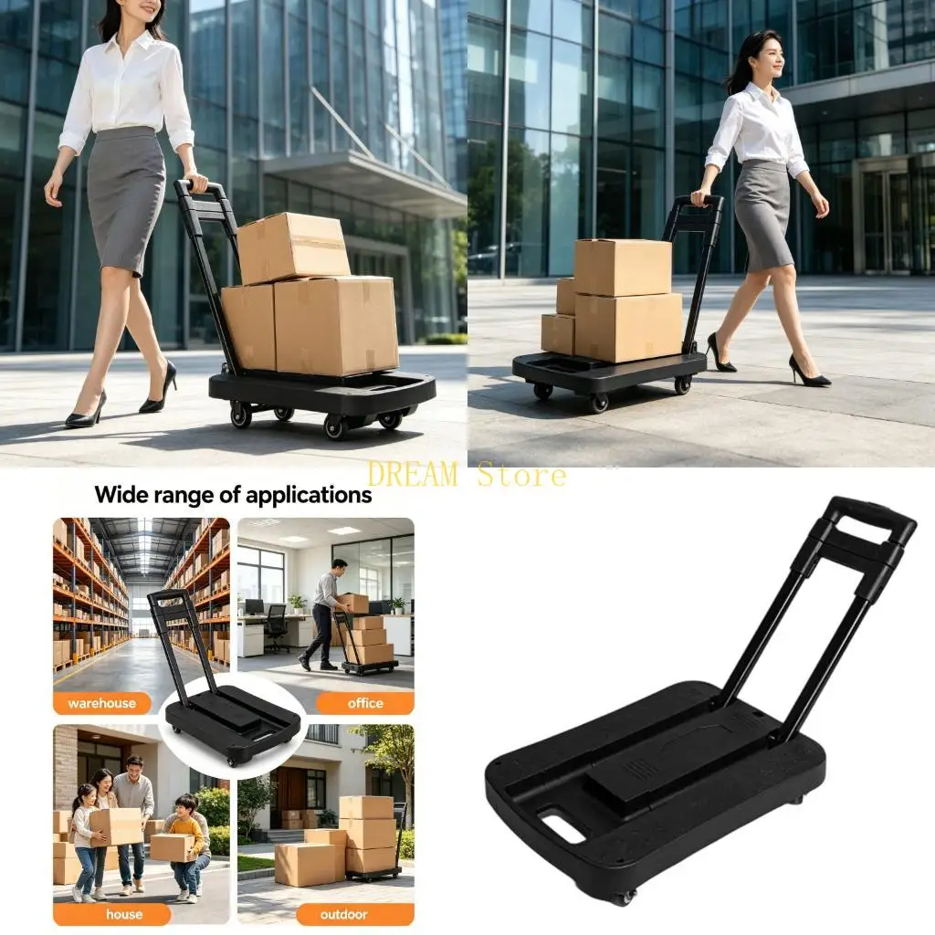 Retractable Folding Utility Cart Lightweight for Easy Cargo Handling Moving Small Hand Truck Flatbed Cart Accessories best sale
