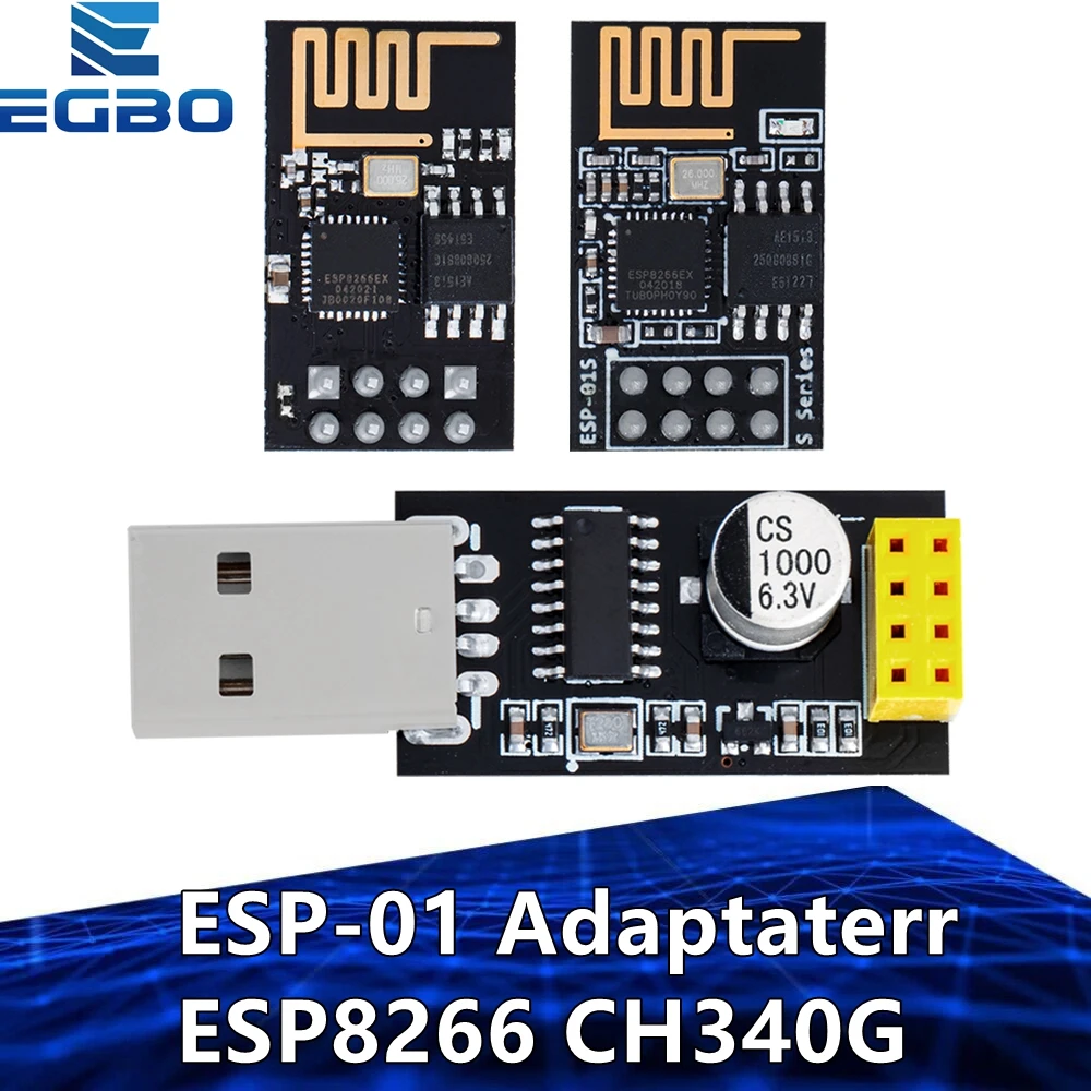 ESP01 Programmer Adapter UART GPIO0 ESP-01 Adaptaterr ESP8266 CH340G USB to ESP8266 Serial Wireless Wifi Developent Board Module