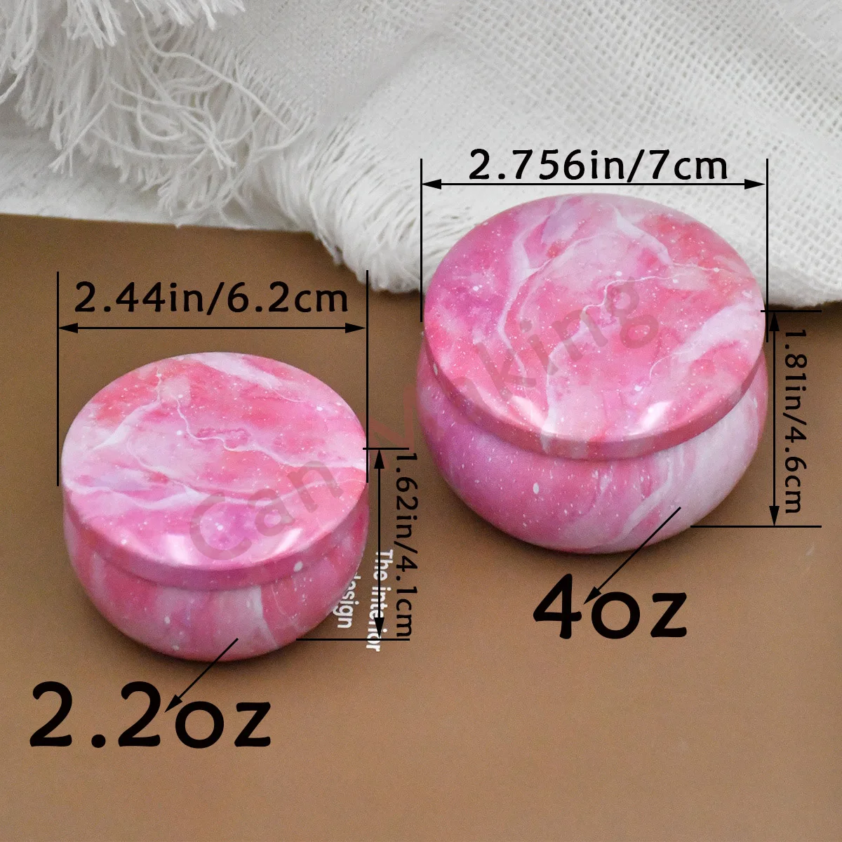 12pc Pink Empty Containers 2.2oz/4oz Candle Tin Jar With Lids, Perfect For Diy Candles, Jewelry & Gifts Storage