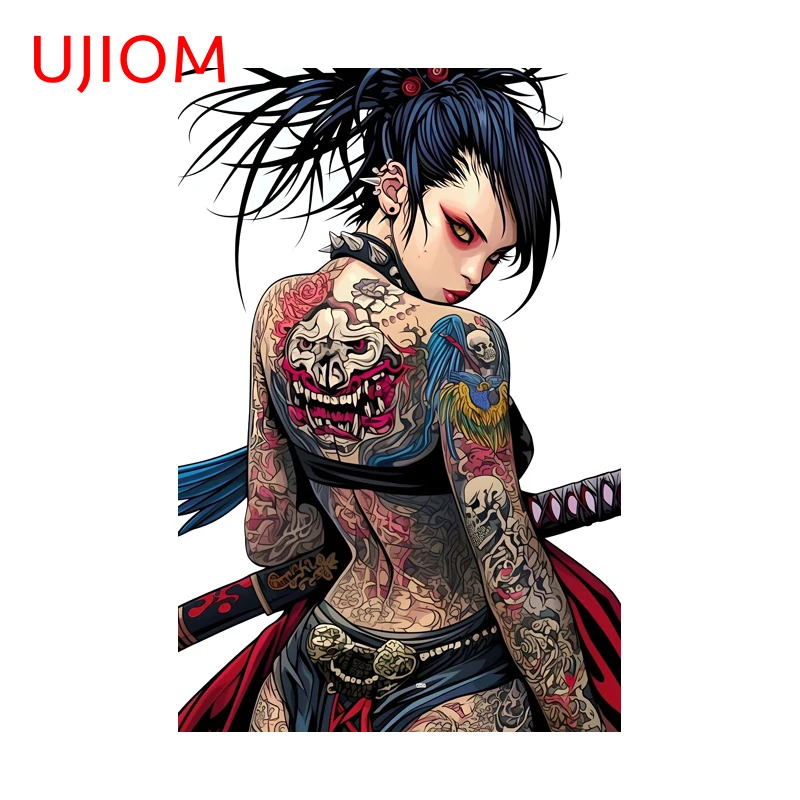 UJIOM Tattooed Girl Wall Sticker Beautiful Creative Eye Catching Artistic Trendy Graphics Decal Suitable For Smooth Surfaces
