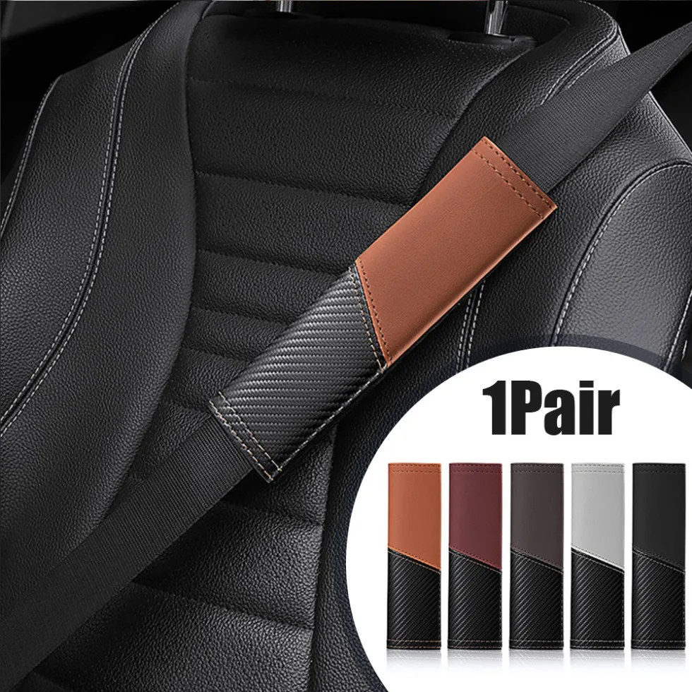 

2pcs Car Seat Belt Shoulder Protector Cover Carbon Fiber Texture Car Safety Belt Shoulder Pad Universal Auto Accessories