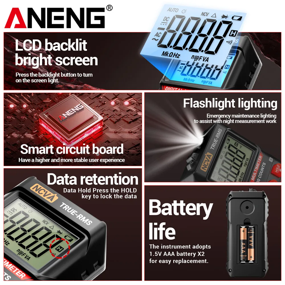 ANENG M115 Multimeter 4000-Count Digital Display Tester with Capacitance & Hz Frequency Measurement Multi-Function Testing Tools