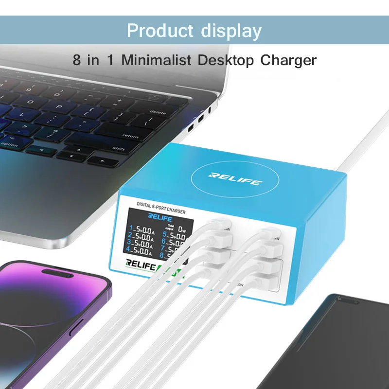 RELIFE RL-309A 8in1 Multifunctional Charger with High Power Portable 100W High Power Dual PD  QC3.0 Fast Charging Tool
